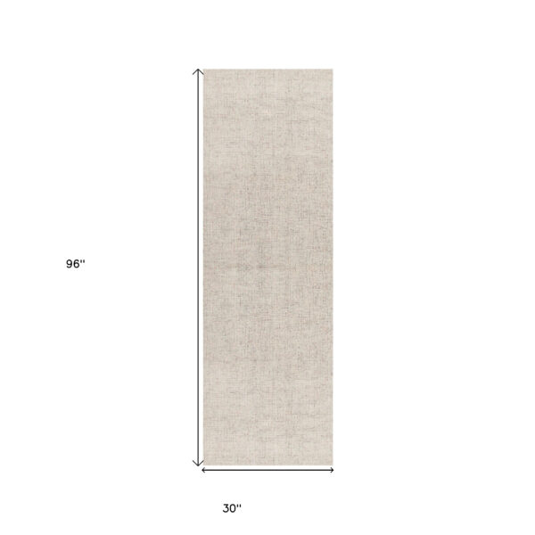8' Runner Beige and Brown Wool Abstract Hand Tufted Runner Rug