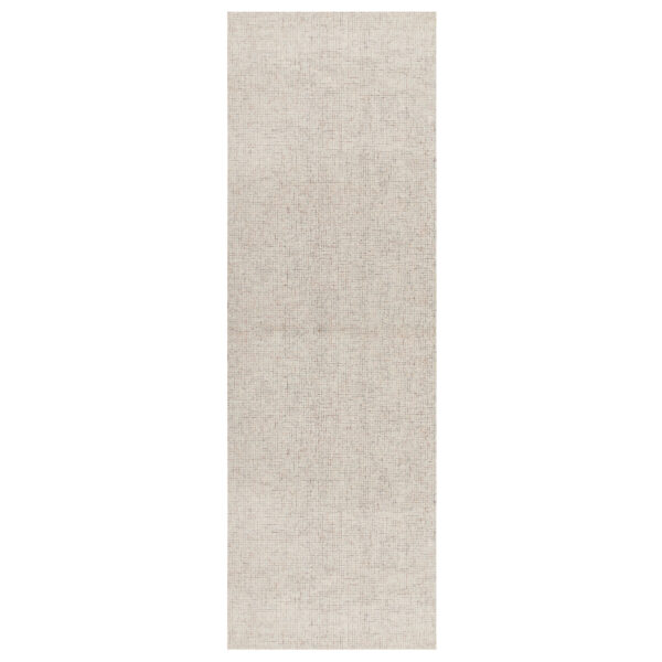 8' Runner Beige and Brown Wool Abstract Hand Tufted Runner Rug