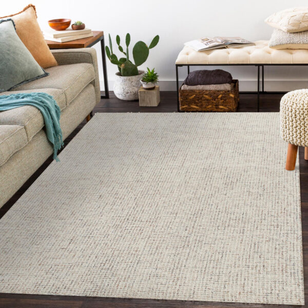 8' Runner Beige and Brown Wool Abstract Hand Tufted Runner Rug