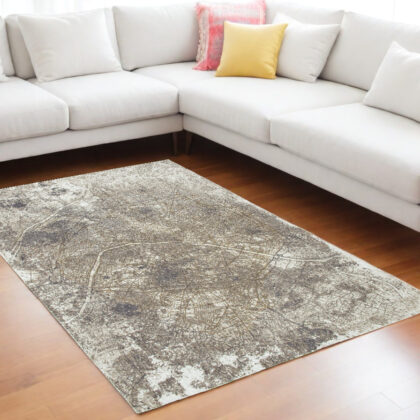 6' X 8' Gray and White Abstract Non Skid Area Rug