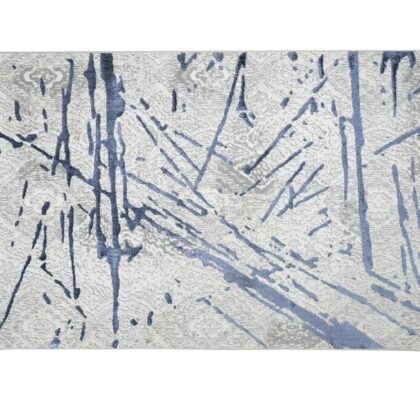 8' x 11' Ivory and Blue Abstract Area Rug