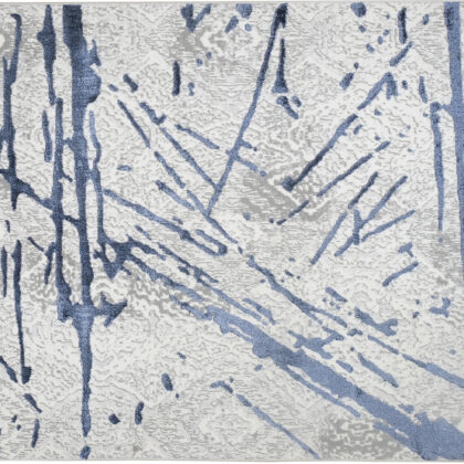 8' x 11' Ivory and Blue Abstract Area Rug