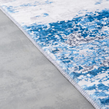 2' x 3' Gray and Blue Abstract Shag Printed Washable Non Skid Area Rug