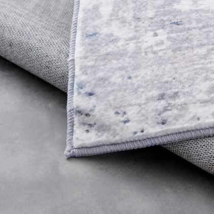 2' x 3' Gray and Blue Abstract Shag Printed Washable Non Skid Area Rug