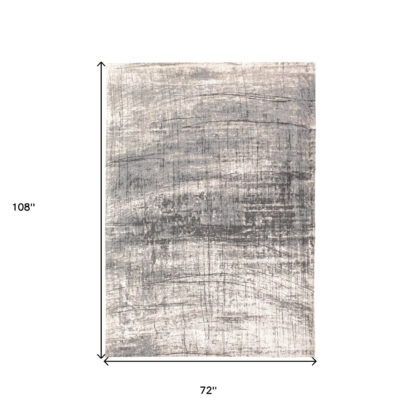 7' x 9' Gray and White Abstract Non Skid Area Rug