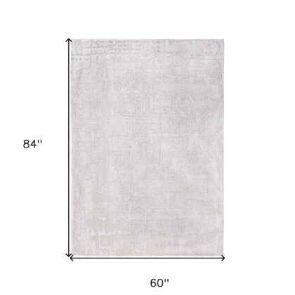 6' X 8' White Abstract Non Skid Area Rug