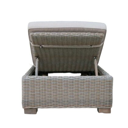 75" Brown Chaise Lounge With Beige Cushion