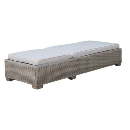 75" Brown Chaise Lounge With Beige Cushion