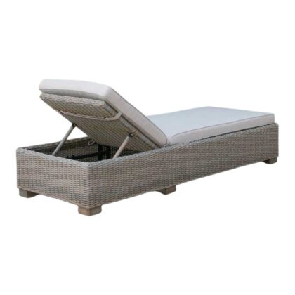 75" Brown Chaise Lounge With Beige Cushion