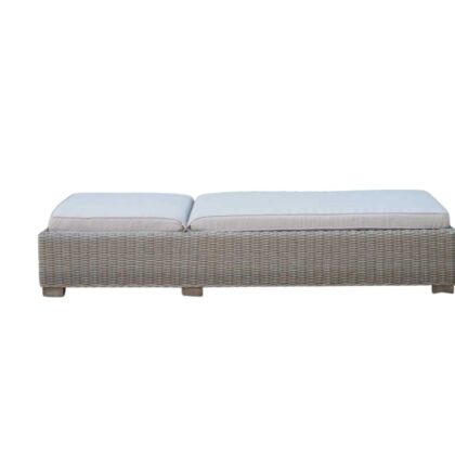 75" Brown Chaise Lounge With Beige Cushion