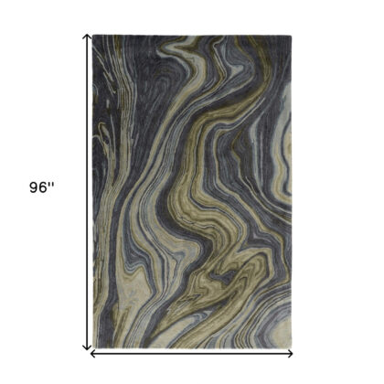 5' x 8' Blue and Green Abstract Hand Tufted Area Rug