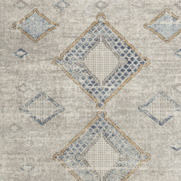 4' X 6' Ivory Grey And Blue Southwestern Power Loom Non Skid Area Rug
