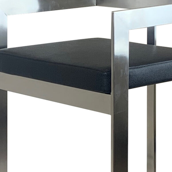 26" Black and Silver Faux Leather and Metal Low Back Counter Height Bar Chair
