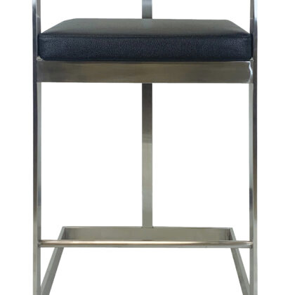 26" Black and Silver Faux Leather and Metal Low Back Counter Height Bar Chair