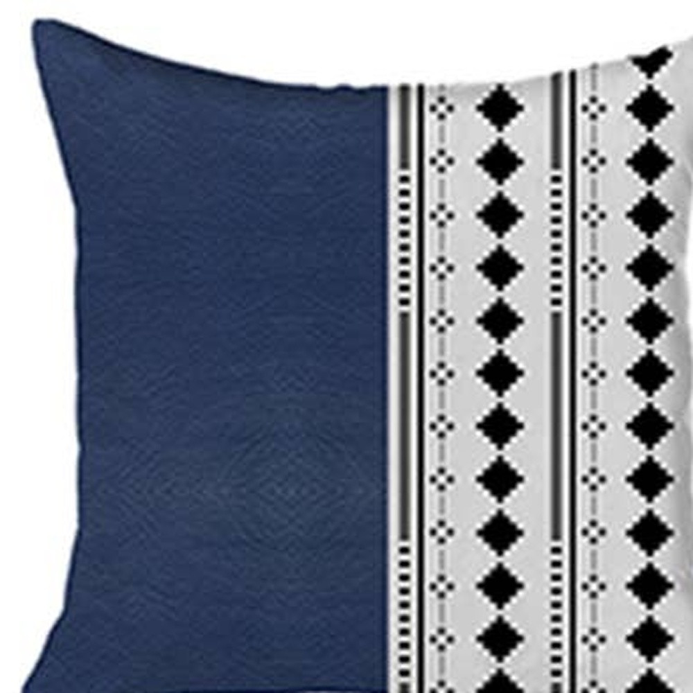 Set Of Two 17" X 17" Navy Blue Faux Leather Diamond Zippered Pillow - Image 5