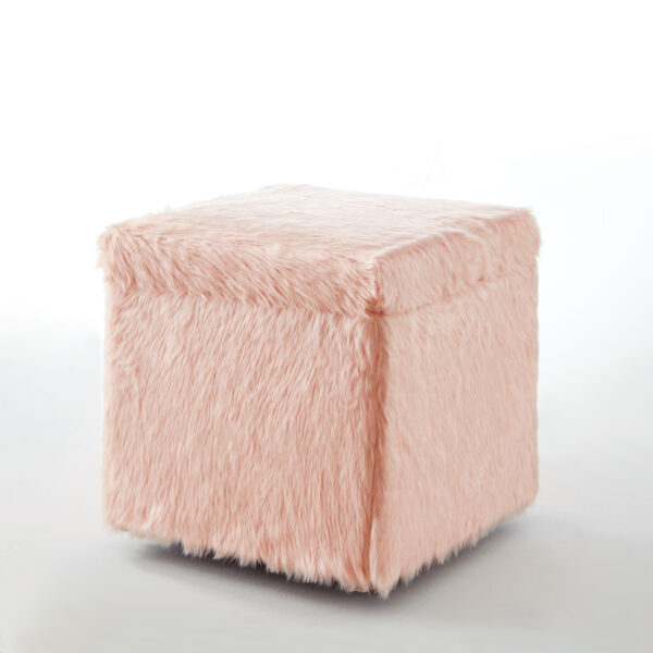 18" Blush Faux Fur And Black Storage