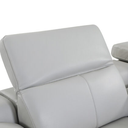 Light Gray Italian Leather Power Reclining U Shaped Eight Piece Corner Sectional With Console