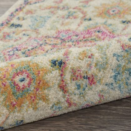 8' Pink And Ivory Southwestern Dhurrie Runner Rug