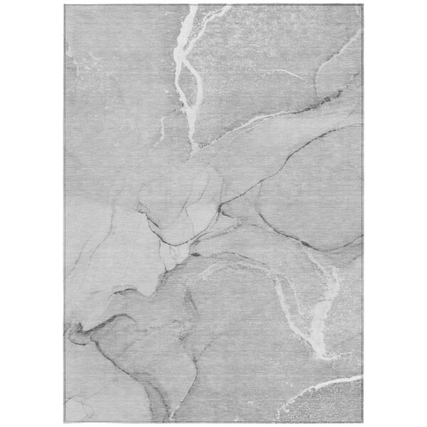 10' X 14' Gray Abstract Washable Non Skid Indoor Outdoor Area Rug