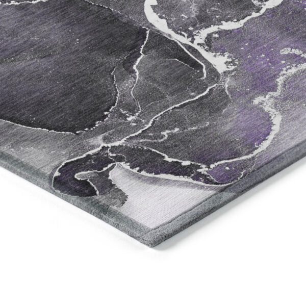 3' X 5' Gray and Purple Abstract Washable Non Skid Indoor Outdoor Area Rug