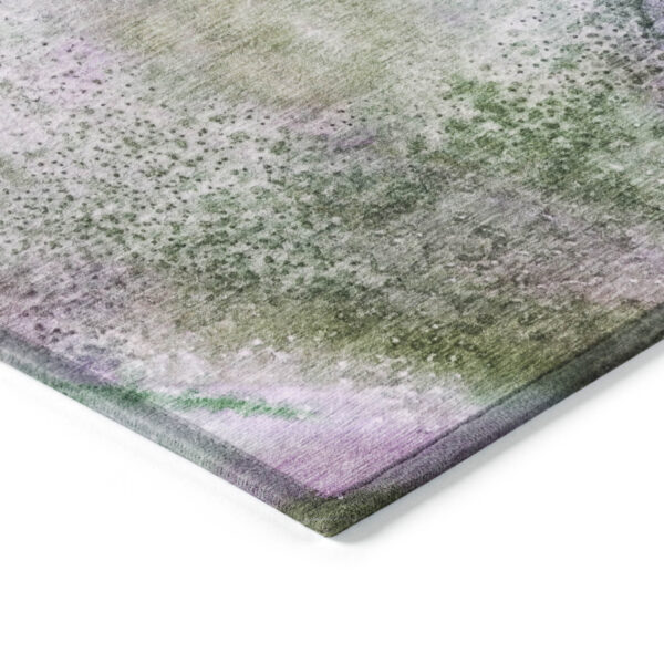 8' Round Purple Round Abstract Washable Non Skid Indoor Outdoor Area Rug