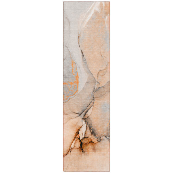 8' Runner Orange Abstract Washable Non Skid Indoor Outdoor Runner Rug