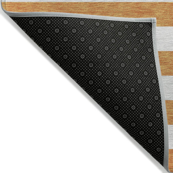 10' X 14' Orange and White Striped Washable Non Skid Indoor Outdoor Area Rug