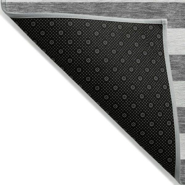 2' X 3' Charcoal Striped Washable Non Skid Indoor Outdoor Area Rug
