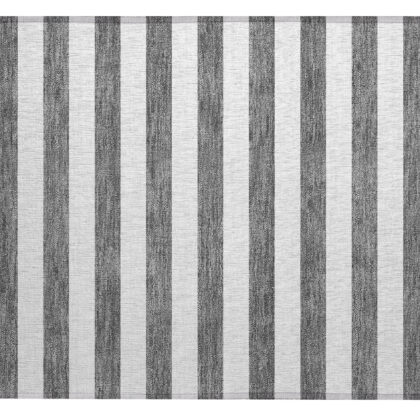 2' X 3' Charcoal Striped Washable Non Skid Indoor Outdoor Area Rug