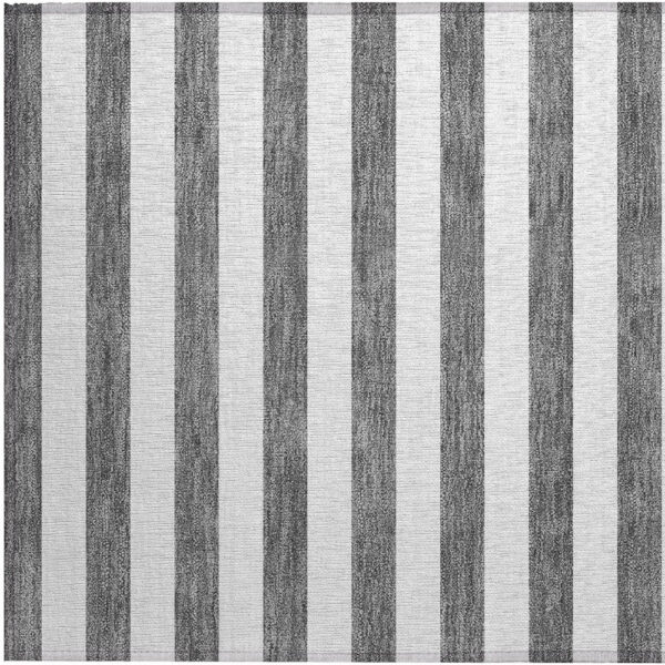 2' X 3' Charcoal Striped Washable Non Skid Indoor Outdoor Area Rug