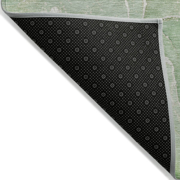 9' X 12' Green Abstract Washable Non Skid Indoor Outdoor Area Rug