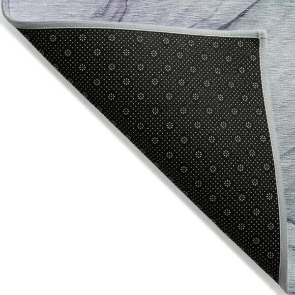 3' X 5' Blue and Gray Abstract Washable Non Skid Indoor Outdoor Area Rug