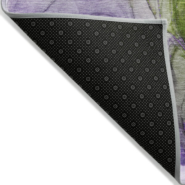 8' Round Purple Round Abstract Washable Non Skid Indoor Outdoor Area Rug