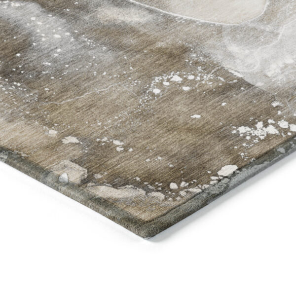 8' X 10' Brown and Gray Abstract Washable Non Skid Indoor Outdoor Area Rug