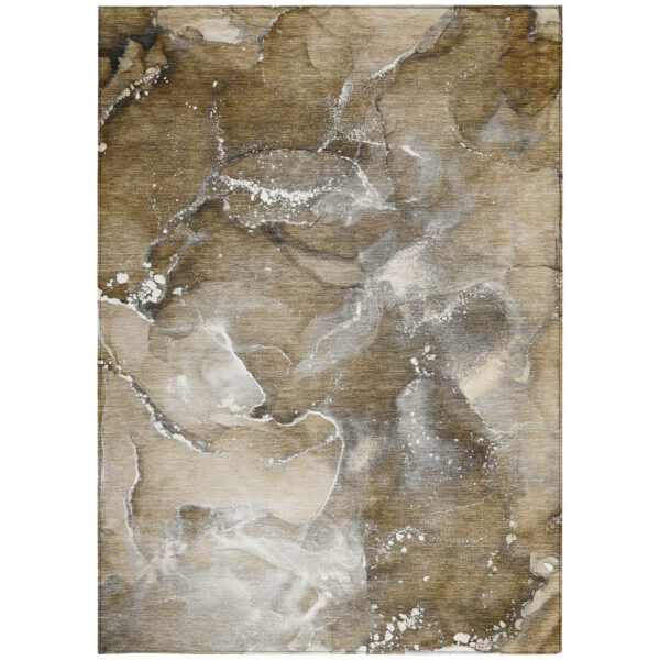 8' X 10' Brown and Gray Abstract Washable Non Skid Indoor Outdoor Area Rug