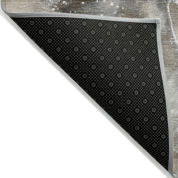 8' X 10' Brown and Gray Abstract Washable Non Skid Indoor Outdoor Area Rug