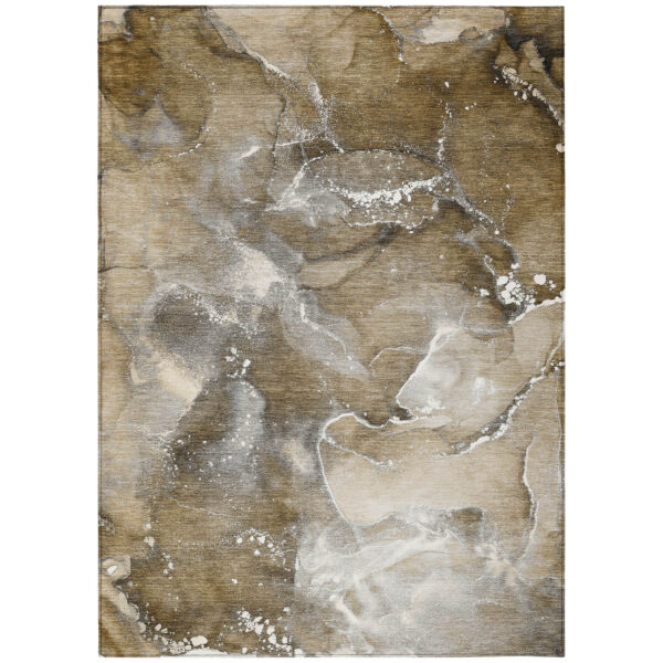 8' X 10' Brown and Gray Abstract Washable Non Skid Indoor Outdoor Area Rug