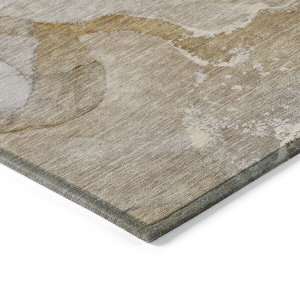 9' X 12' Brown Abstract Washable Indoor Outdoor Area Rug