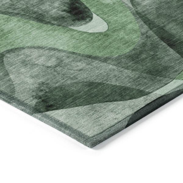 8' X 10' Fern Green Abstract Washable Non Skid Indoor Outdoor Area Rug