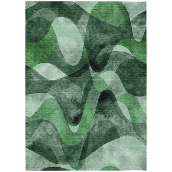 8' X 10' Fern Green Abstract Washable Non Skid Indoor Outdoor Area Rug