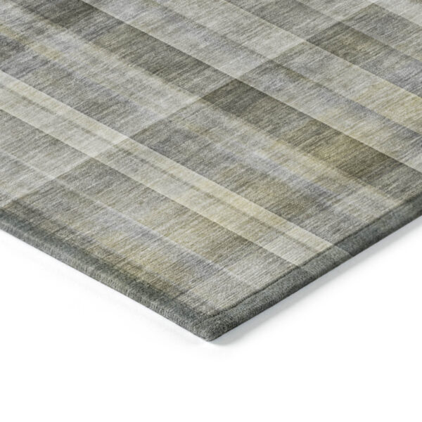 8' Round Gray Round Plaid Washable Non Skid Indoor Outdoor Area Rug
