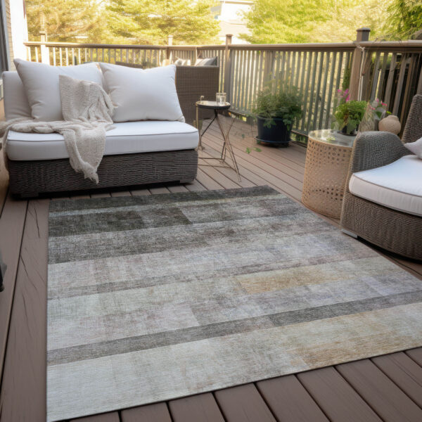 10' X 14' Brown Ombre Washable Non Skid Indoor Outdoor Area Rug