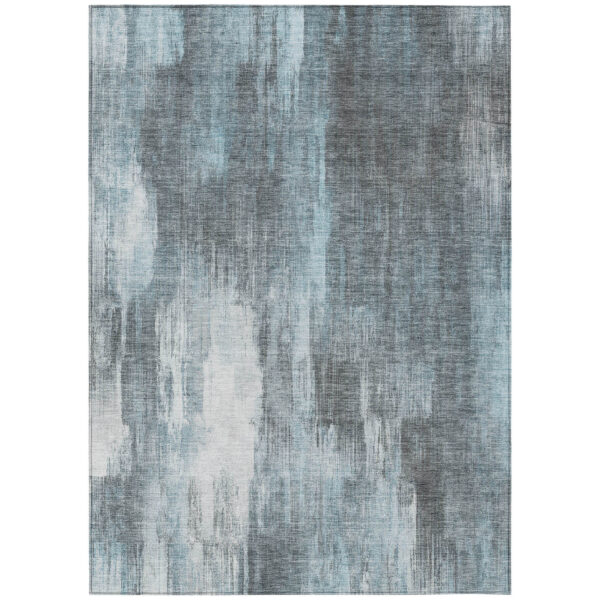 3' X 5' Teal Abstract Washable Non Skid Indoor Outdoor Area Rug