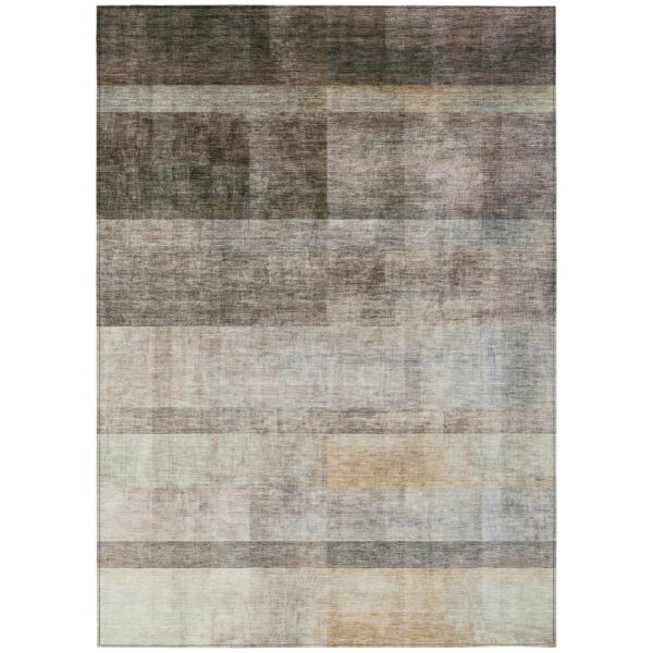 10' X 14' Brown Ombre Washable Non Skid Indoor Outdoor Area Rug