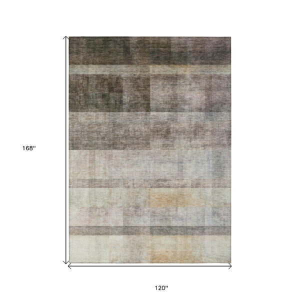 10' X 14' Brown Ombre Washable Non Skid Indoor Outdoor Area Rug