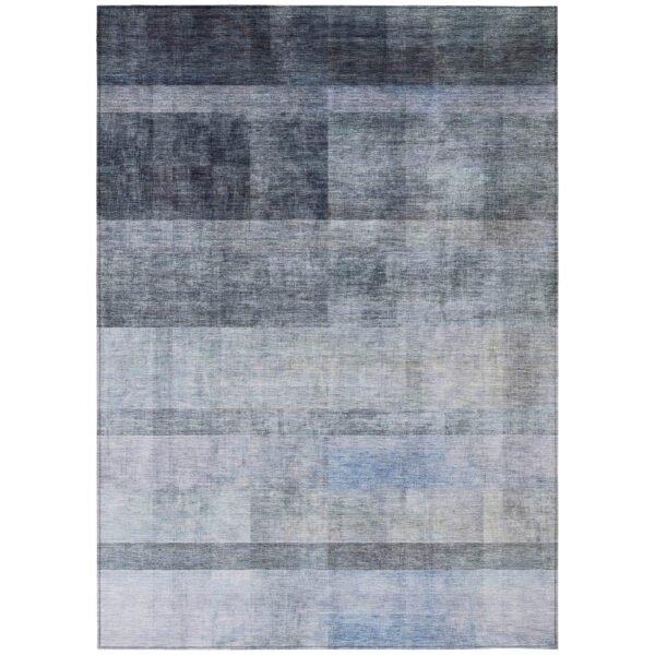 3' X 5' Navy and Gray Ombre Washable Non Skid Indoor Outdoor Area Rug