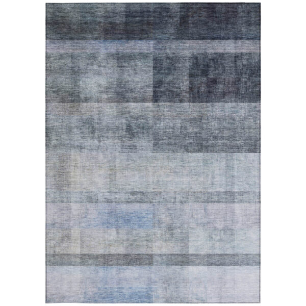 3' X 5' Navy and Gray Ombre Washable Non Skid Indoor Outdoor Area Rug