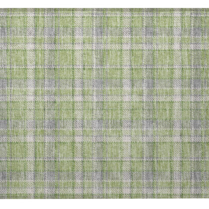 2' X 3' Green and Gray Plaid Washable Non Skid Indoor Outdoor Area Rug