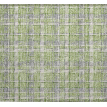 2' X 3' Green and Gray Plaid Washable Non Skid Indoor Outdoor Area Rug