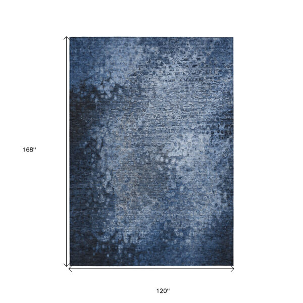 10' X 14' Blue Washable Non Skid Indoor Outdoor Area Rug